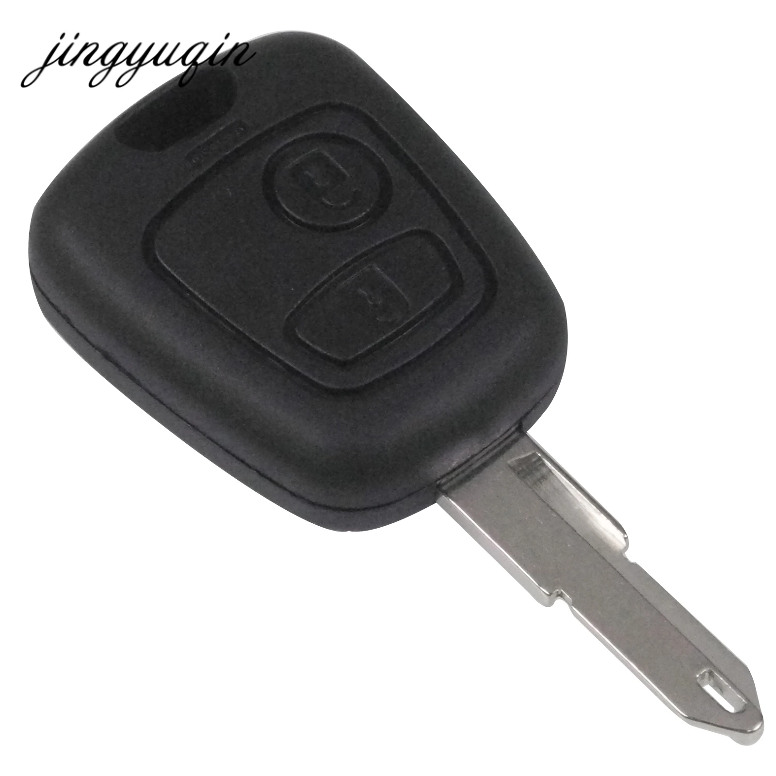 

jingyuqin 10pcs/lot 2 Button Car Key Fob Shell For Peugeot 206 207 Citroen C1 C2 C4 Ne73 Uncut Blank Blade Remote Fob Case