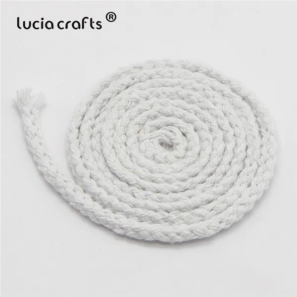 C1 white 5m Lucia crafts, 5 м/22 м, разноцветные хлопковые шнуры, плетеная веревка, декоративный шнурок, шнурок, DIY, аксессуары для дома ручной работы W0210 - Цвет: C1 white 5m