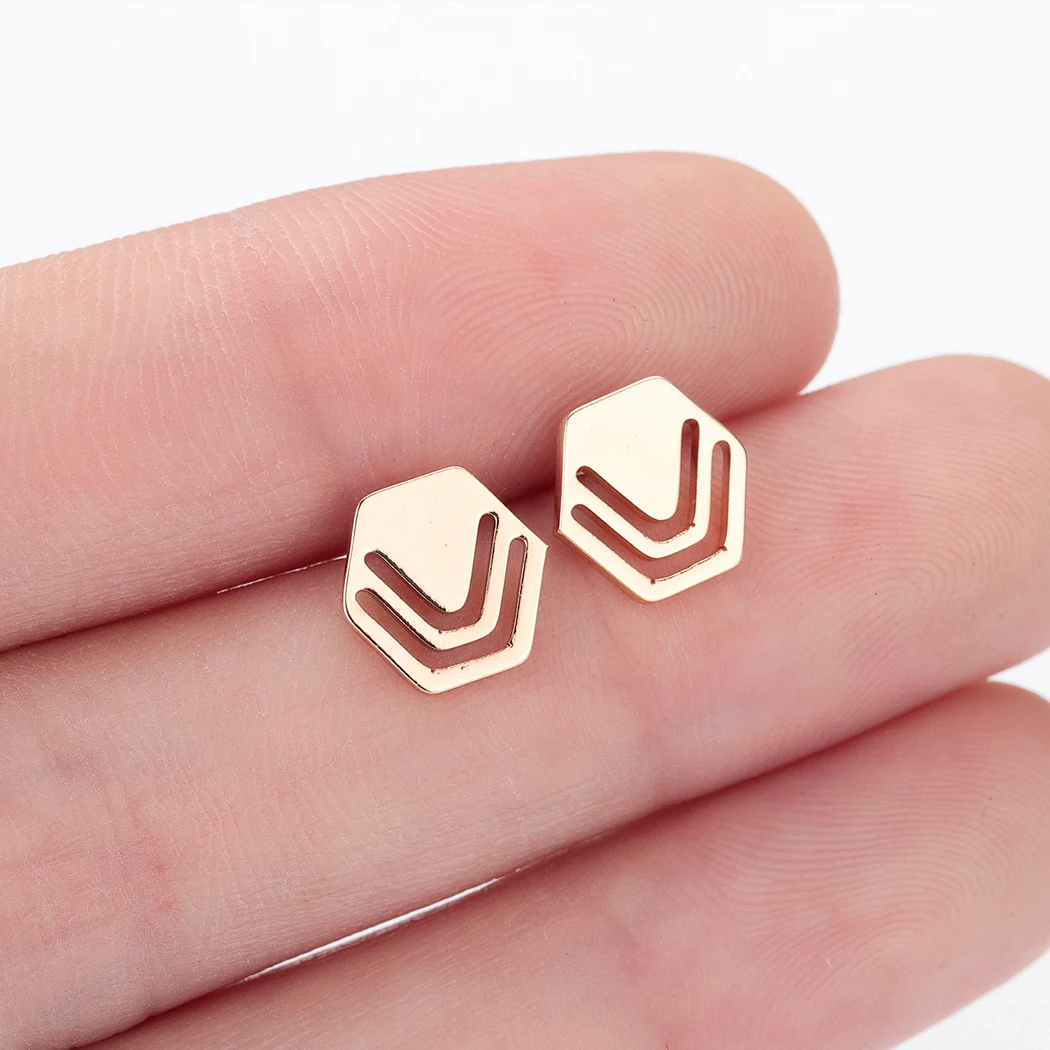 Женские Геометрические шестигранные серьги гвоздики Kinitial ювелирные изделия