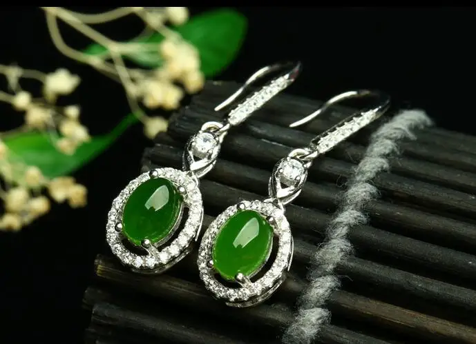 Натуральная Нефритовая яшма Подвесные серьги ювелирные изделия с