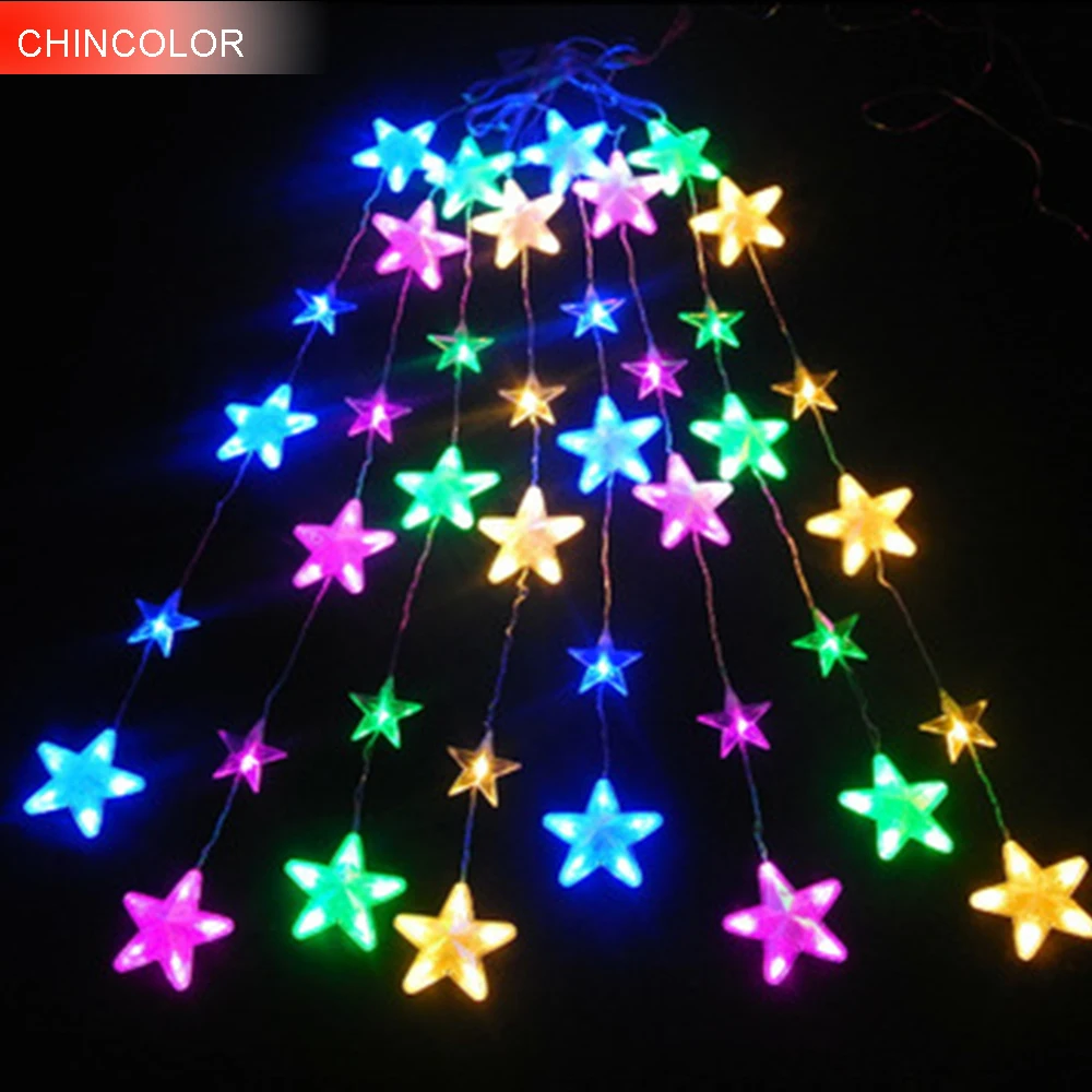 Kopen 5 M * 1.1 M 136 Leds Vakantie Lichten Sterren Gordijn Ijs Bars Led Licht String EU Plug Fairy Guirlande Kerst Bruiloft Decoratie DA