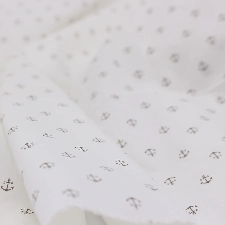 Хлопчатобумажная ткань с принтом якоря для шитья одежды эластичных тканей