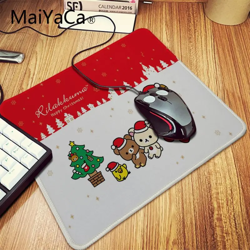 Lock Edge 25x29cm MaiYaCa милые Медведь Rilakkuma Рождество большой коврик для мыши ПК компьютерный коврик натуральный резиновый игровой коврик для мыши Настольный коврик - Цвет: Lock Edge 25x29cm