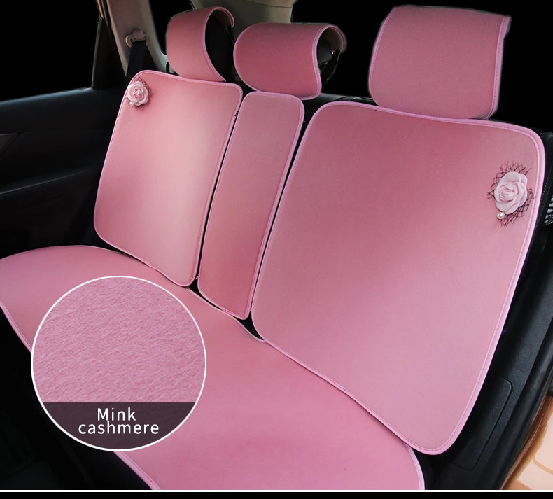 Розовая камелия Pearl Плюшевые универсальное автокресло подкладке аксессуары чехол сиденья Лук Авто Чехлы для девочек Для женщин