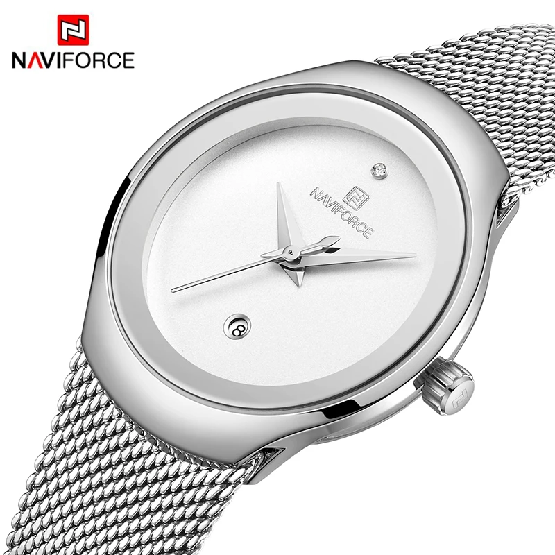 Женские часы NAVIFORCE Топ люксовый бренд Дамская мода повседневная простая стальная