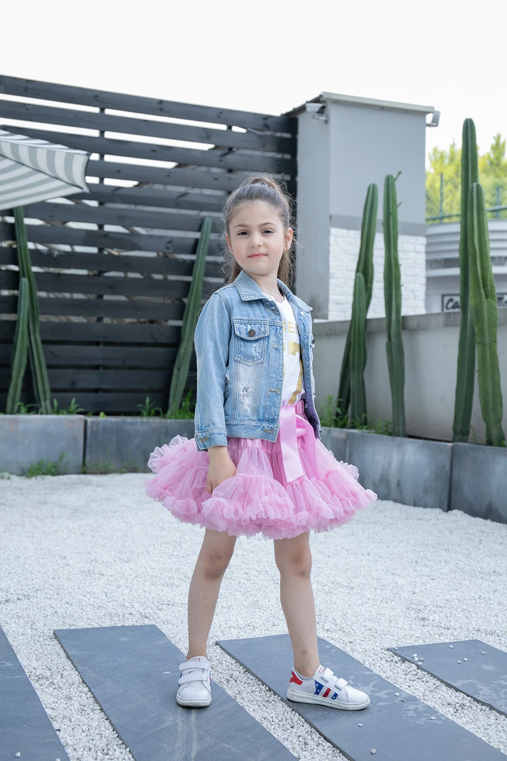 Детская юбка-американка юбка из тюля пыльной розы Одежда для танцев Юбки