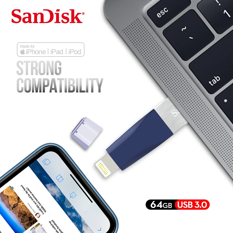 SanDisk USB флеш накопитель iXPand OTG Lightning разъем U диск 3 0 палка 32 Гб 64 128 ГБ накопители MFi