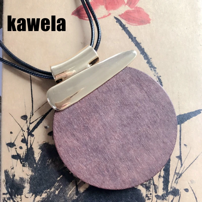 Двойная Черная веревка Круглый свитер деревянная подвеска для ожерелья