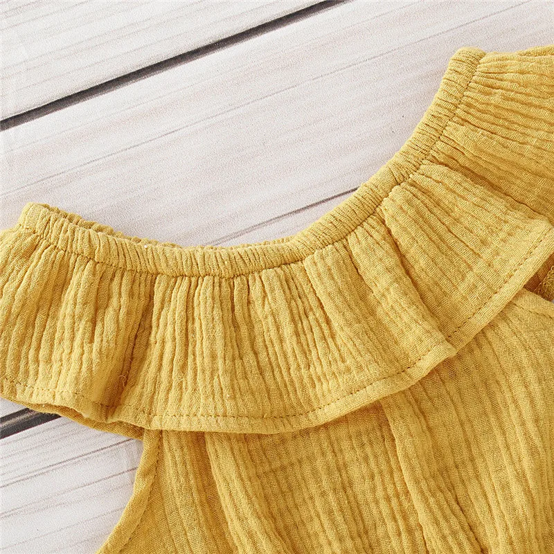 Boho/комплекты летней одежды для новорожденных девочек топы с открытыми плечами и