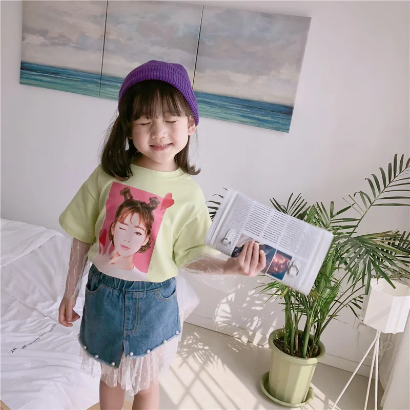 Летняя мода для маленьких девочек сетчатые Лоскутные юбки с жемчужинами От 2 до 6