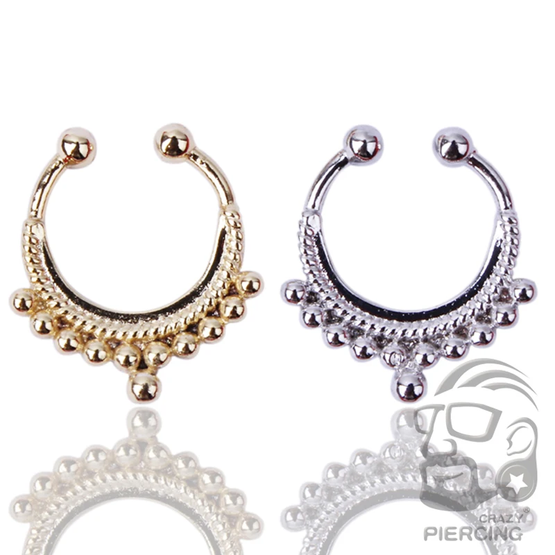 Модная Имитация золотого цвета пирсинга кольца в нос для перегородки женщин