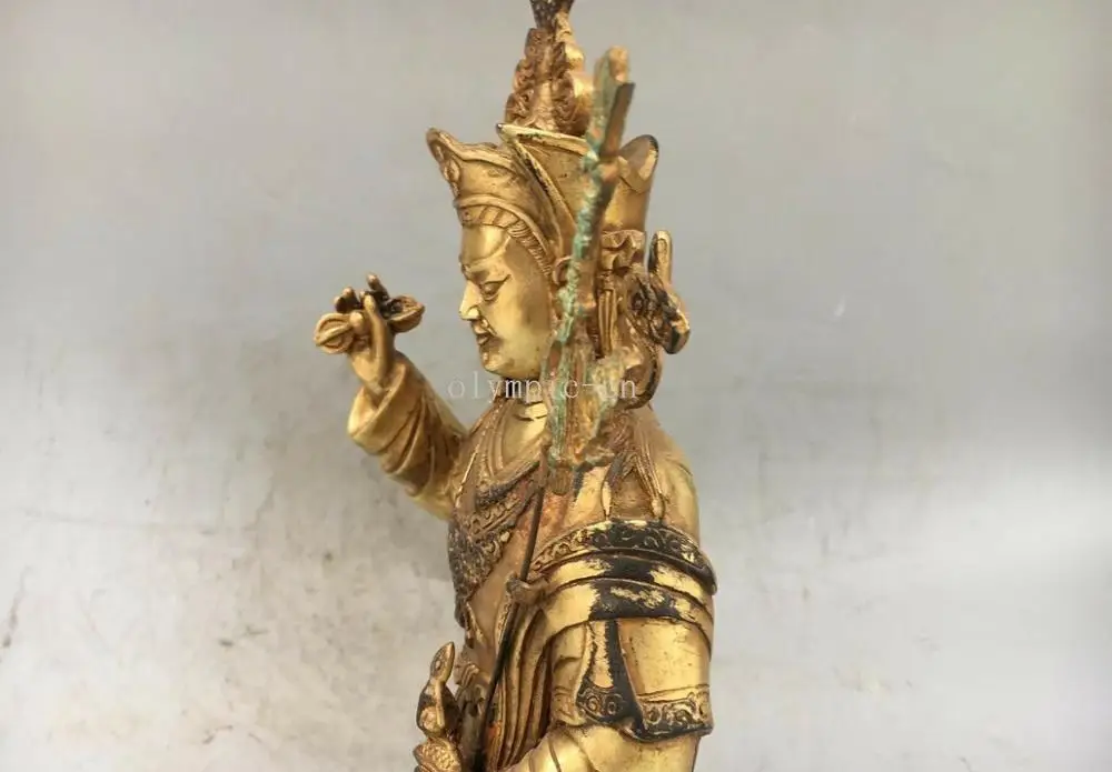 

14'' bronze gild gold tibetan buddhism Monk buddha GURU padmasambhava statue