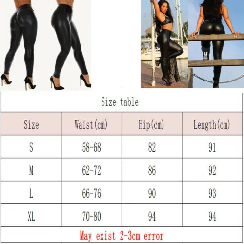 Сексуальные женские матовые тонкие брюки из искусственной кожи с высокой талией