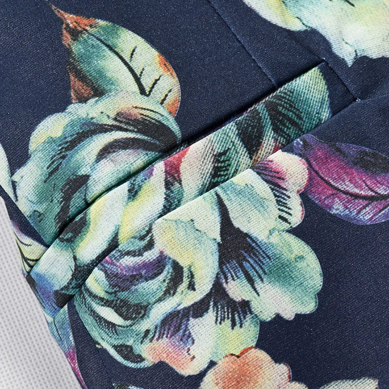 Повседневные костюмы для мужчин цветок синий мода Бизнес платье высокого