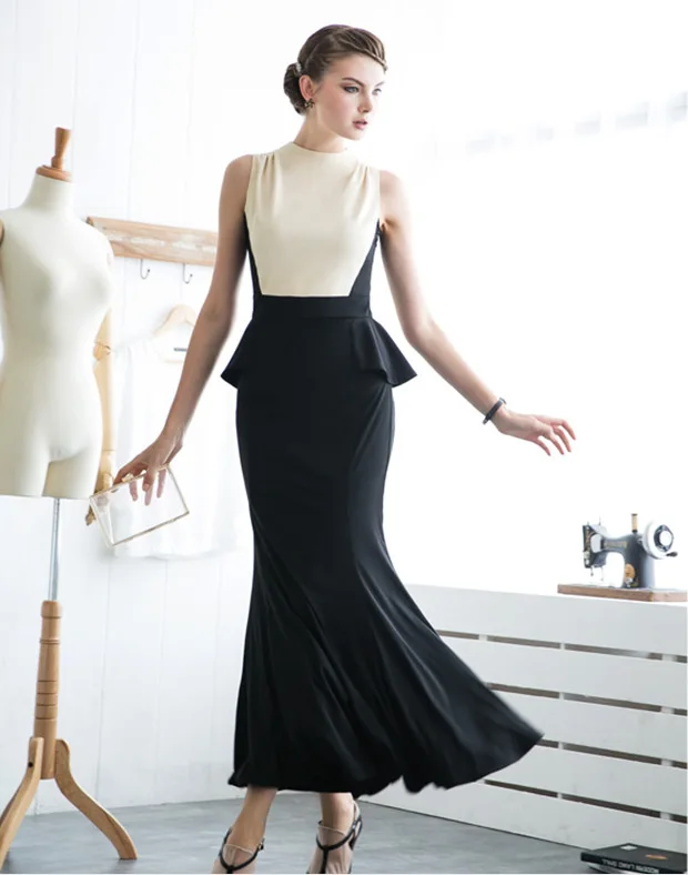 Весеннее изящное модное женское платье Русалка Макси без рукавов 2017|dress fashion|fashion