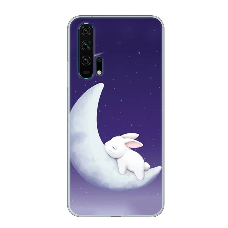 Cartoon Moon Rabbir Case For Huawei Honor 20 Pro TPU Painted Mobile Phone Shell Lovely Color Painting Case.18 Colors! |