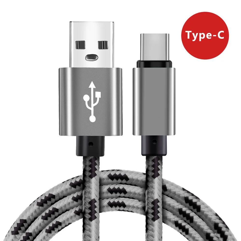 2.4A usb type-C кабель для быстрой зарядки type-C USB кабель для samsung S9 S8 Plus Note 9 8 huawei Xiaomi Redmi Note 7 USB C шнур для передачи данных - Цвет: Gray Type C