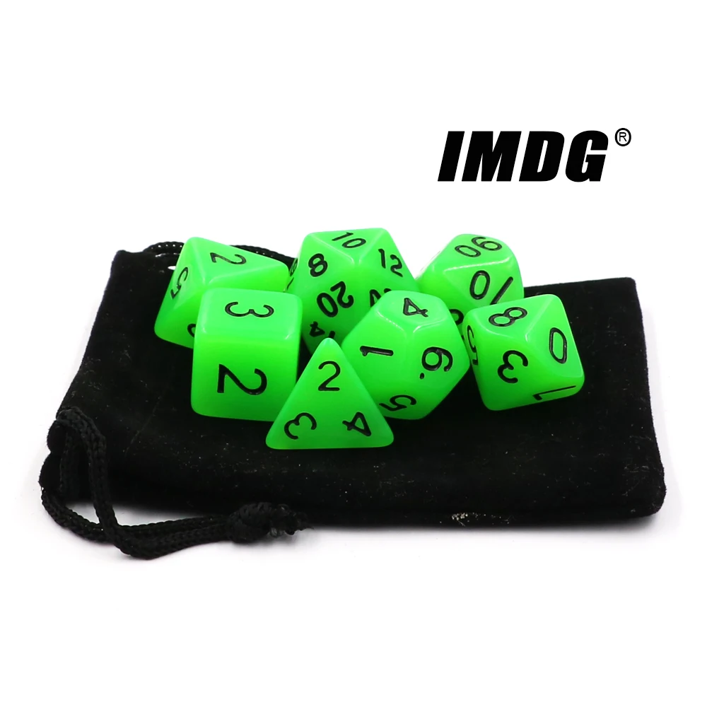 IMDG 7 шт./компл. многогранные RPG игровые кубики Акриловые Кубики DND светящиеся