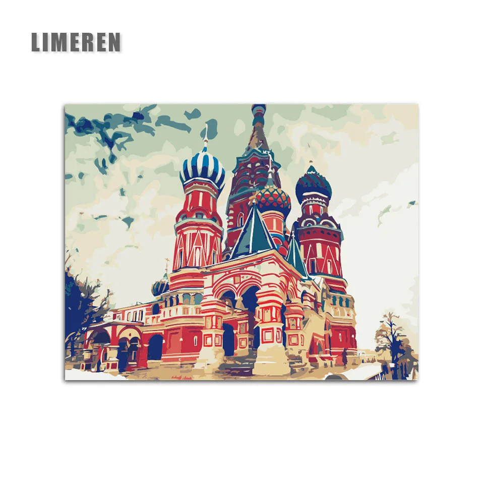 Безрамное здание замок в Москву DIY Цифровая картина маслом на холсте картины