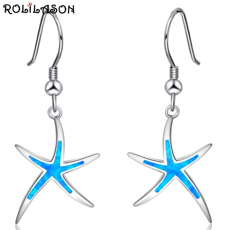 

Серьги-подвески с опалом roilason, сережки в форме голубой звезды из серебра 925 пробы с принтом, ювелирные изделия, OE788