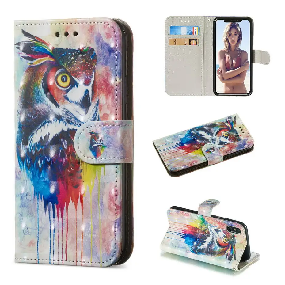 Роскошный чехол-книжка с 3D видением для iPhone X, XS, XR, XS, Max, в стиле книги, чехол для iPhone 5 5S se, 6, 6 S, 7, 8 Plus