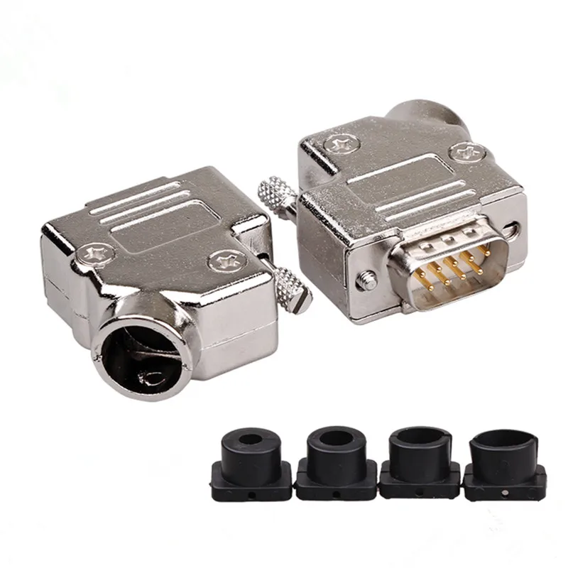 Connectors Разъемы DB9 металлический разъем штекер/гнездо последовательный порт разъем 9 контактный разъем 45 градусов отверстие металлический корпус 45 ° корпус