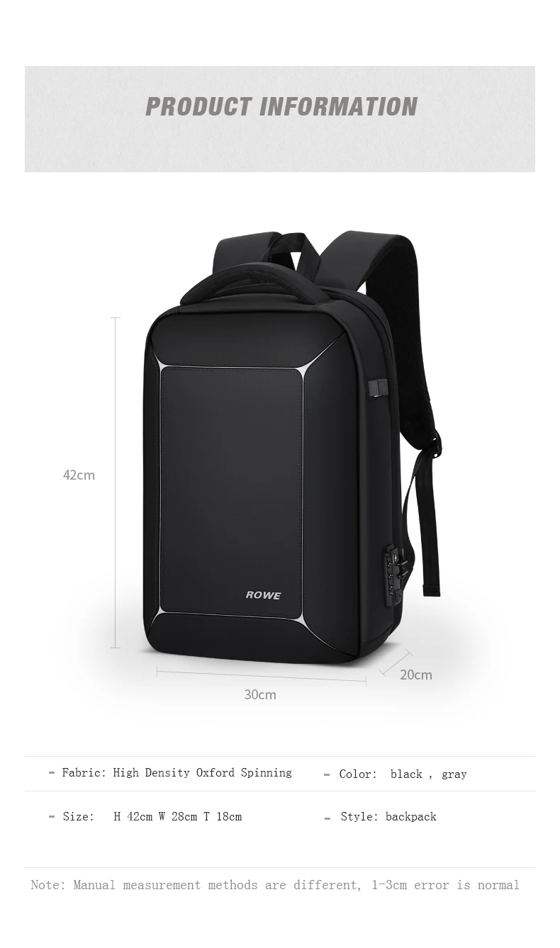 FRN, мужской рюкзак, многофункциональный, USB, 15 дюймов, для ноутбука, Mochila, модный, деловой, большой, вместительный, с замком TSA, Противоугонный, рюкзак для путешествий, мужской