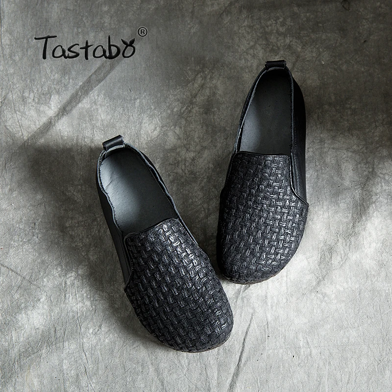 Tastabo/кожаные туфли с мягкой подошвой Женская обувь Удобная женская в стиле ретро
