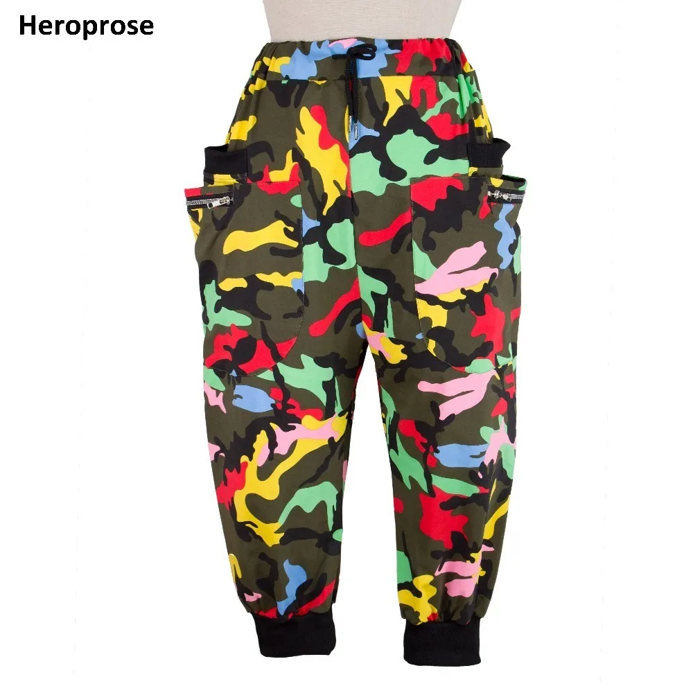 

Heroprose новые модные ранние Брюки DS костюм капри спортивные брюки на весну лето женские камуфляжные шаровары в стиле джаз хип-хоп