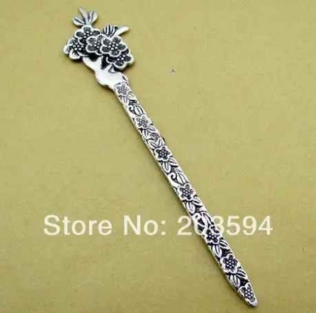 

Wholesale 10Pcs /Lots Antique Silver flower Bookmark Metal Bookmark with loop 122mm