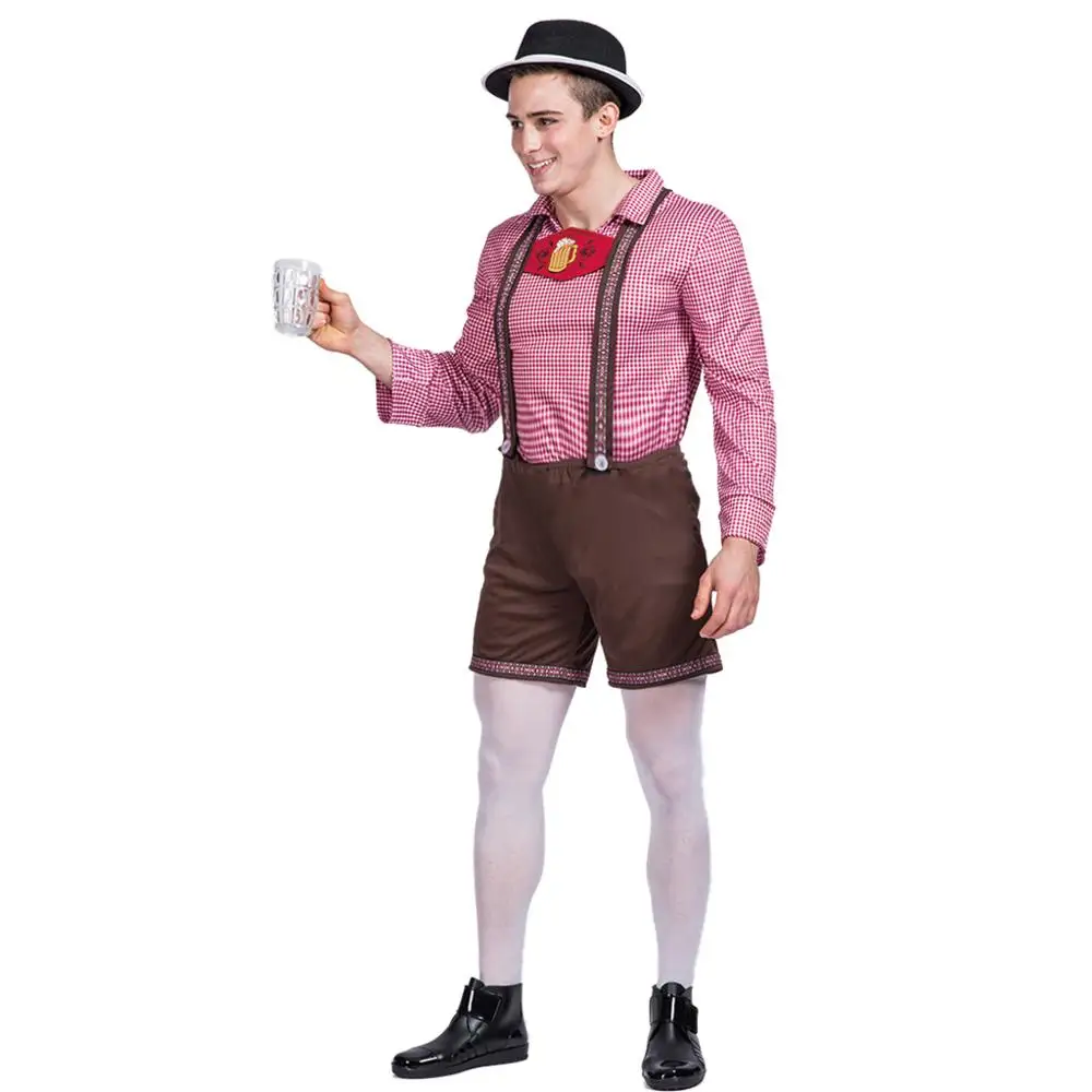 Для мужчин Октоберфест Костюм для взрослых Lederhosen наряд пивной фестиваль костюм для Для мужчин карнавал баварский Пособия по немецкому языку пиво костюм нарядное платье