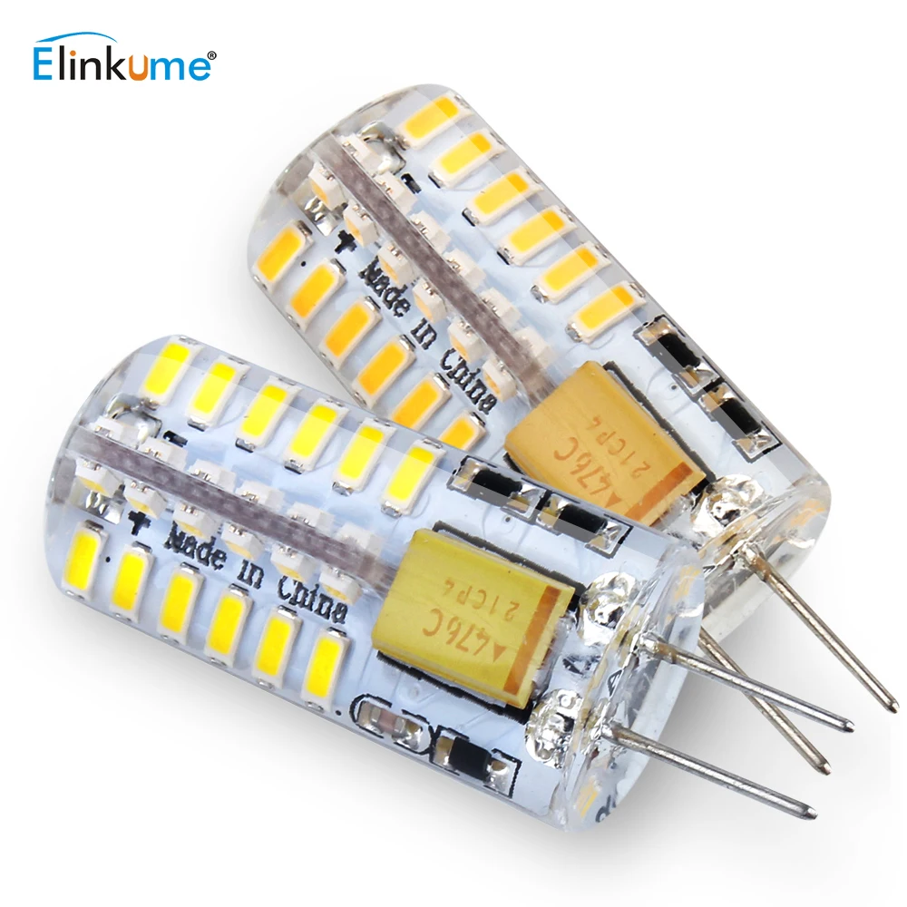 Elinkume G4 Светодиодный светильник 2 Вт 3 4 SMD3014 лампа AC/DC 12 В энергосберегающая мини