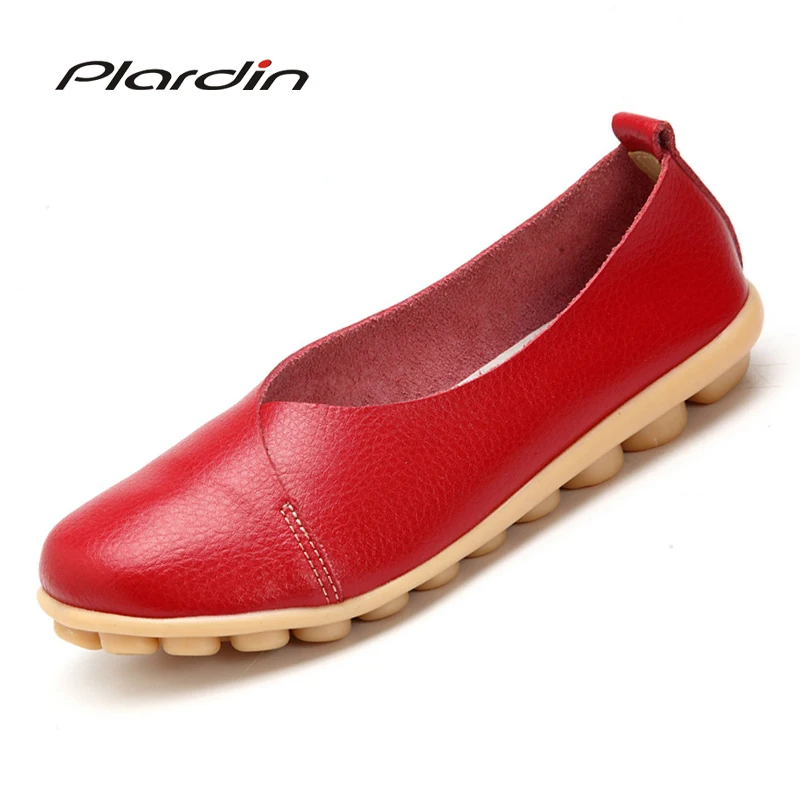 Plardin/2019 ручной работы кожа для женщин большие размеры Вышивание туфли без