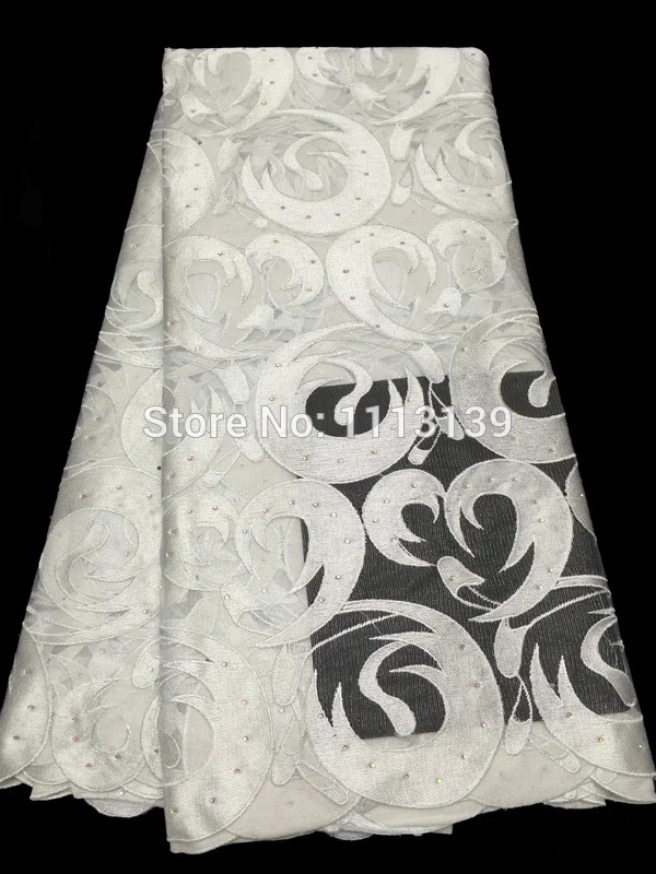 Бесплатная доставка DHL! Чистый белый африканский французский шнурок с бусины