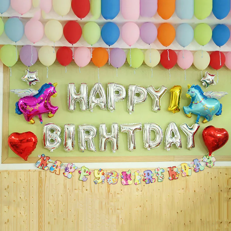 

Happy Birthday Letter Balloon Birthday Decorations Baloon For Children Birthday Balloon Air Alphabet Balloons Blue Banner
