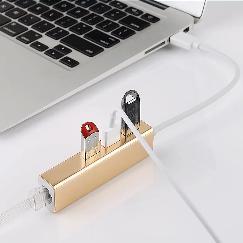 Bestjing USB Ethernet адаптер 3-Порты и разъёмы 2 0 для RJ45 Портативный центр данных Mac ПК