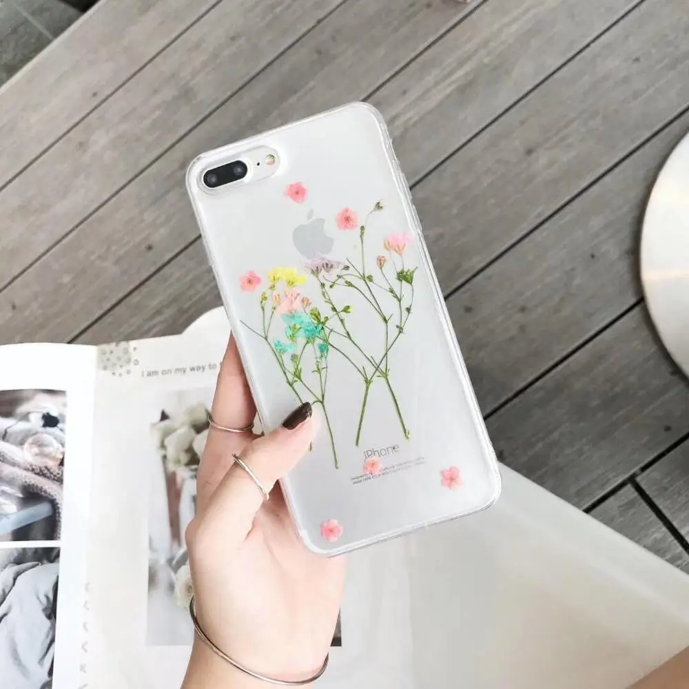 ORYKSZ Прозрачный блестящий мягкий чехол для iphone X XS MAX XR 7 6 6S 8 Plus с милым цветочным