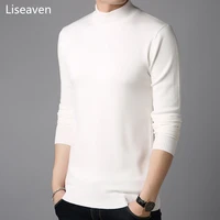 liseaven men cashmere sweaters full sleeve pull homme solid color pullover sweater mens tops