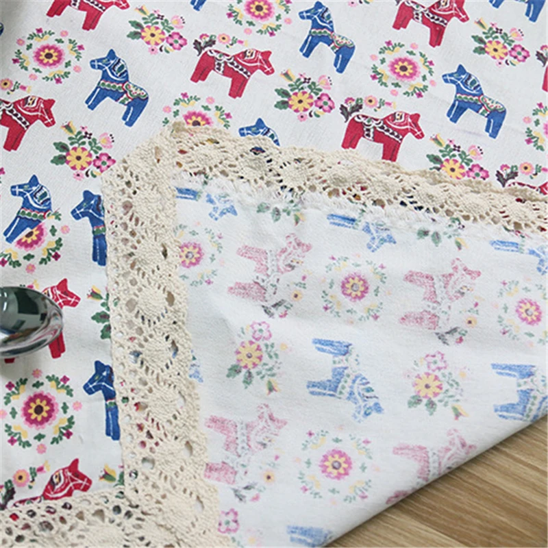 Европейская хлопковая льняная скатерть с рисунком пони из мультфильма для