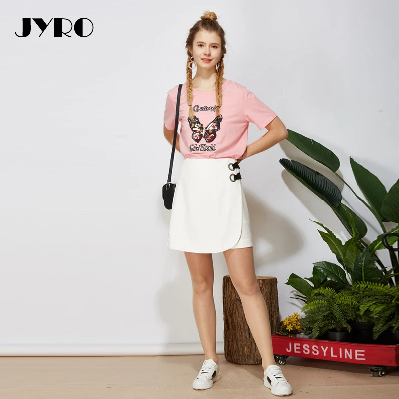 JYRO Summer Tops for Women 2018Korean Fashion Loose Thin Round Neck Short Sleeve T ShirtLetter Embroidery Joker Shirt | Женская одежда