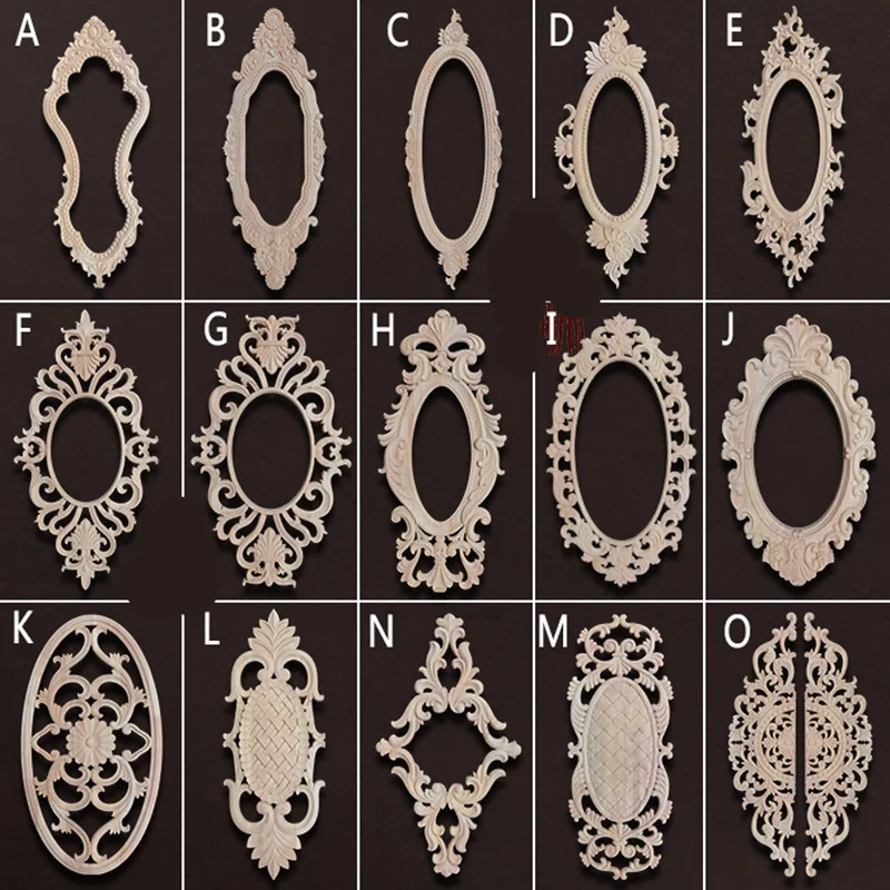 Новый Неокрашенная древесина рамка резные с принтами волны и цветы накладка