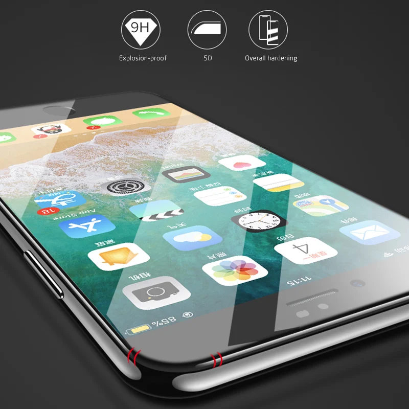 Motjerna 5D закругленные края полное покрытие закаленное стекло для Iphone X 8 7 6s 6 Plus Strenthen защита экрана стеклянная пленка