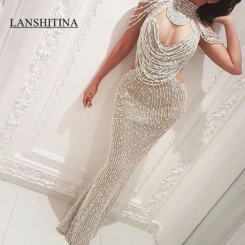 Старинные c высоким горлом Сексуальные вечерние платья в стиле Русалочки без