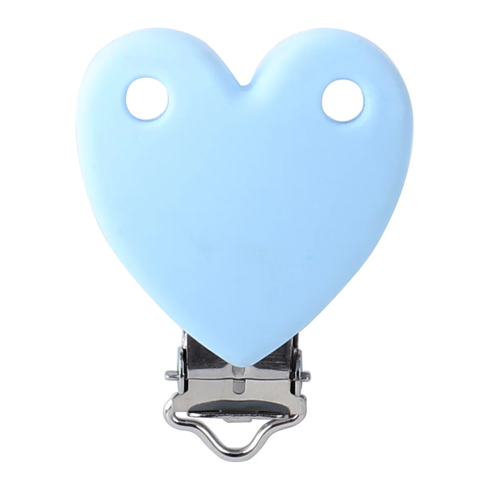 57 Pastel Blue Keep& Grow в форме сердца, силиконовая соска, клипса для прорезывания зубов, ожерелье, клипса, пищевые силиконовые бусины, Товары для детей, держатель для соски - Цвет: 57 Pastel Blue