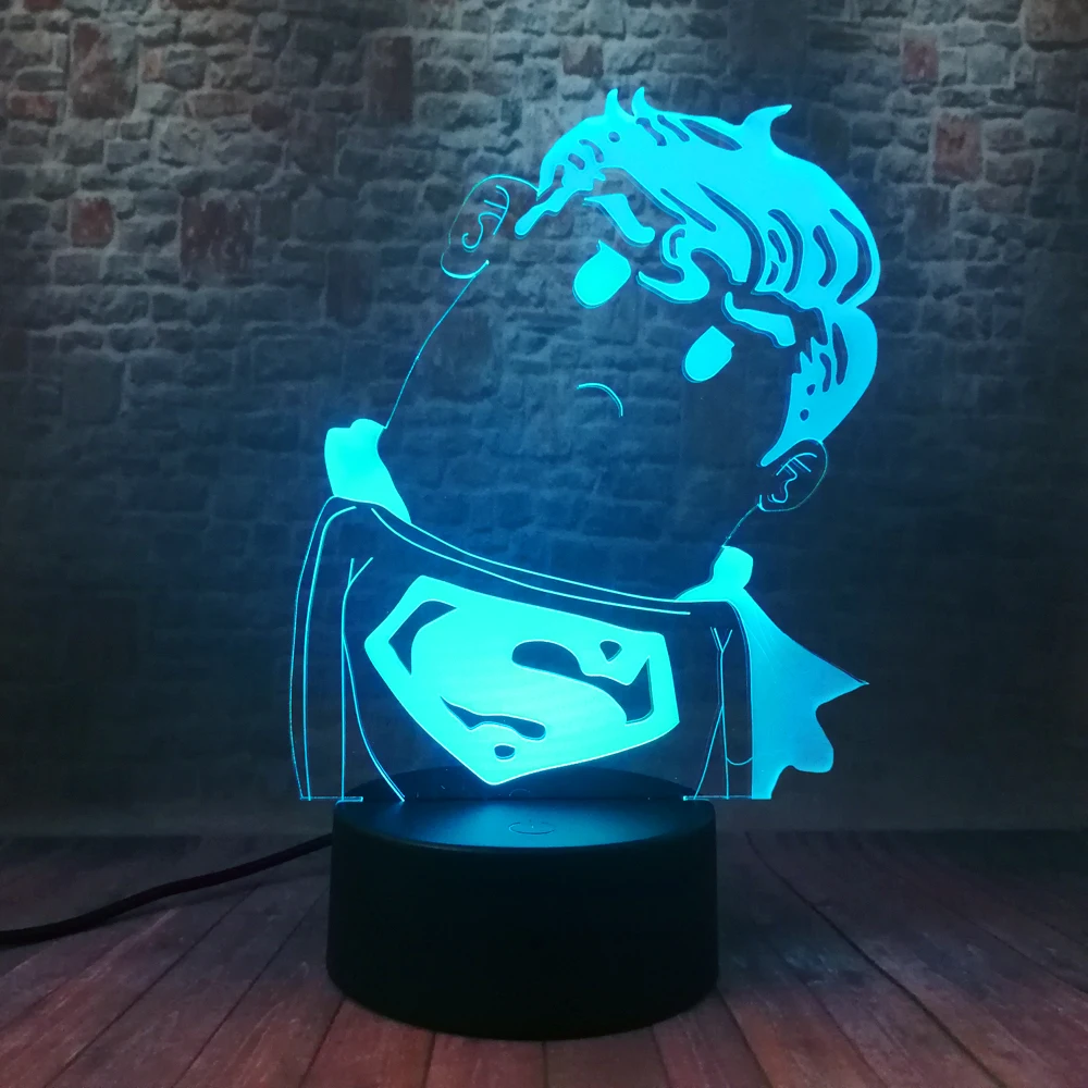 DC Супермен легенды крутой герой мультфильм милый Q Ночник LED 7 красочных изменений