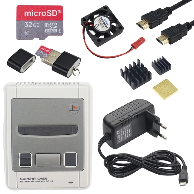 Kit 3 Raspberry Pi 3 Retroflag SUPERPi NESPi чехол с функцией выключения+ вентилятор+ радиатор для Raspberry Pi 3 Model B 3B Plus - Цвет: Kit 3