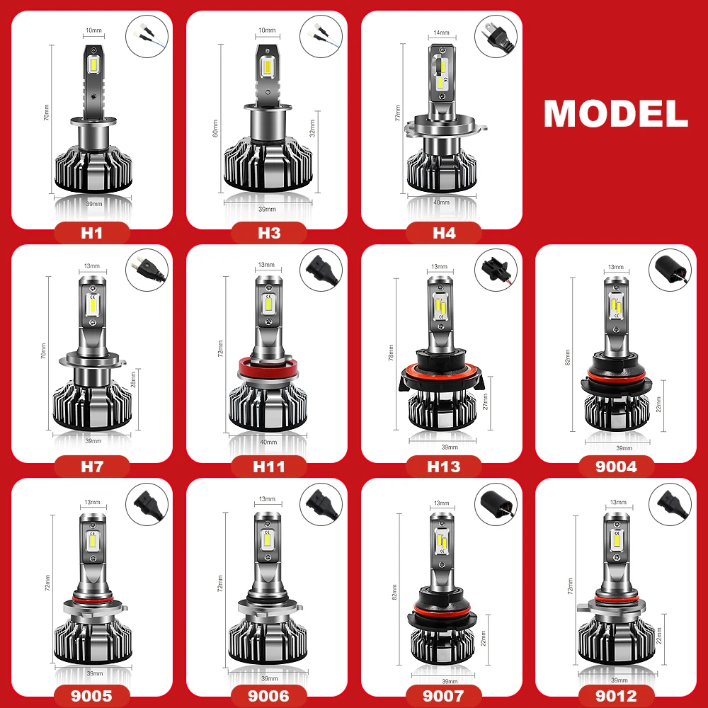 Автомобильные фары EURS V8 H4 Hi/Lo Beam LED H7 H1 H8 H9 H11 H13 9005 9006 9007 9004 50 Вт 16000lm 6500 к