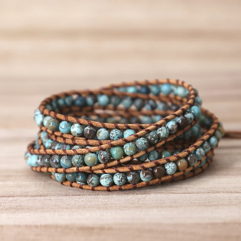 Уникальные смешанные природные камни жемчужные шарики 5 нитей браслеты ручной