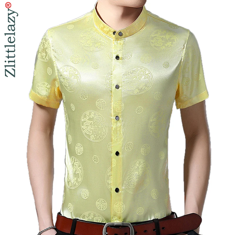 2020 брендовая Повседневная летняя Роскошная яркая приталенная Мужская рубашка с