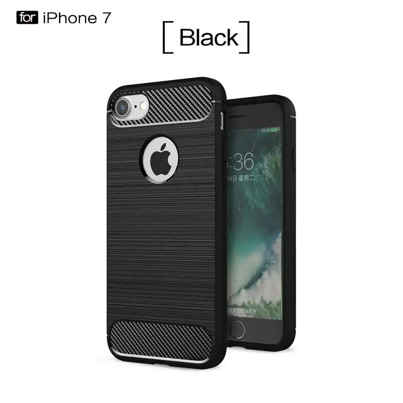 Новый углеродного волокна чехол для телефона iPhone 7 матовый Силиконовый Coque Apple 4.7